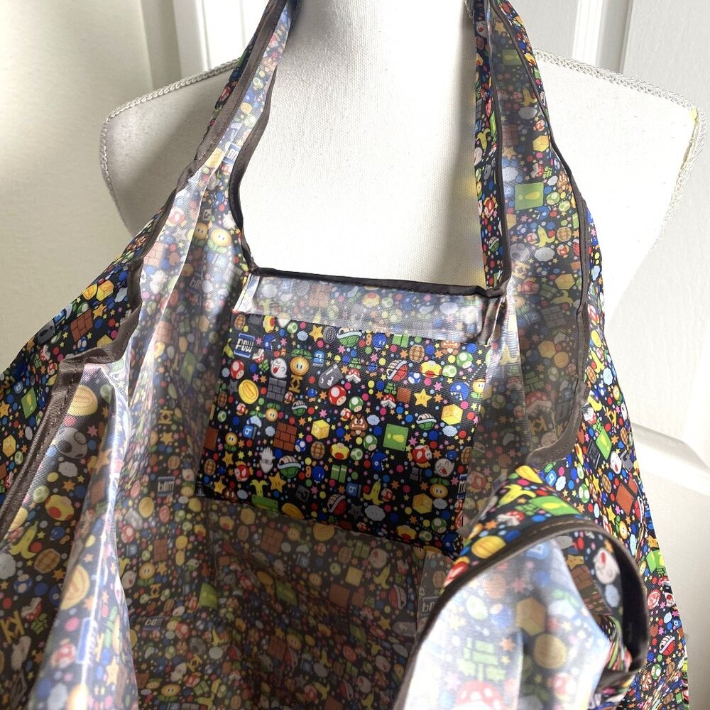 Reusable Foldable Shopping Tote Super Mario Print NWOT 19" x 16". B8 - Picture 4 of 8